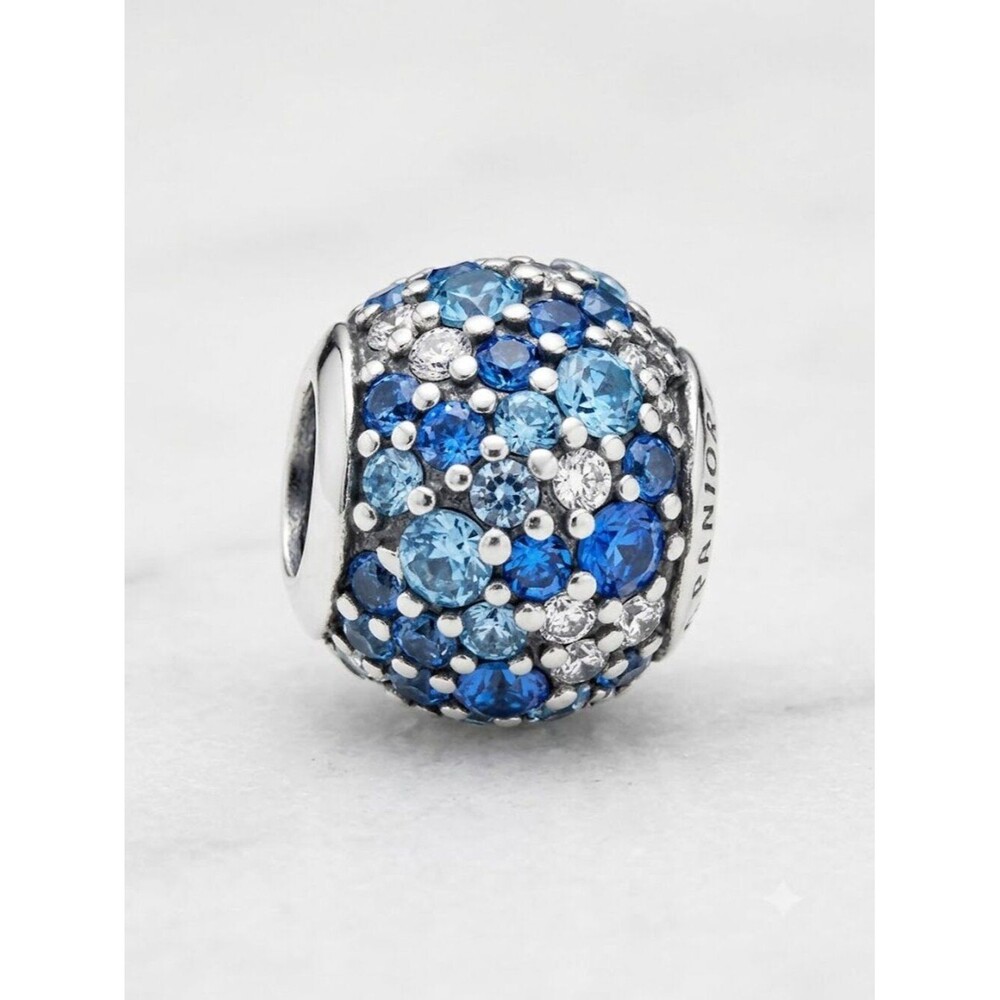 RARE Pandora Sky Mosaic Pave Charm Mixed Blue Crystals S925 Silver RETIRED